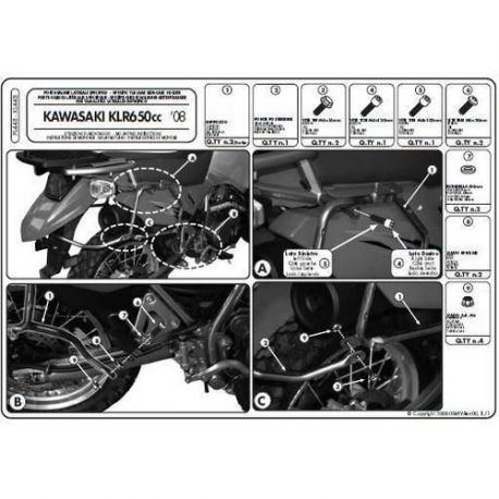 KAPPA STELAŻ KUFRÓW BOCZNYCH MONOKEY KAWASAKI KLR 650 Enduro (07-19) - RÓWNIEŻ POD KUFRY MONOKEY RETRO-FIT K-VENTURE ALU ORAZ K'