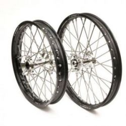 HAAN WHEELS KOMPLETNE KOŁO TYLNE REX 17-5.00 CALI SUPERMOTO YAMAHA YZF '09-, CZARNA OBRĘCZ / CZARNE SZPRYCHY / NIEBIESKIE NYPLE