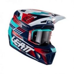 LEATT (NOWOŚĆ 2023) KASK MOTO 8.5 V23 (+ GOGLE VELOCITY 5.5 GRATIS) HELMET KIT ROYAL KOLOR GRANATOWY/CZERWONY/NIEBIESKI ROZMIAR