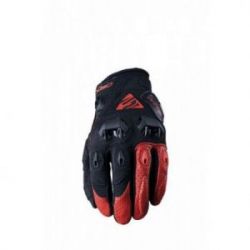 FIVE GLOVES RĘKAWICE SKÓRZANO-TEKSTYLNE STUNT EVO KOLOR CZARNY/CZERWONY ROZMIAR 10 (L)