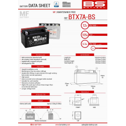 BS AKUMULATOR BTX7A-BS (YTX7A-BS) 12V 6AH 152X88X94 BEZOBSŁUGOWY - ELEKTROLIT OSOBNO (90A) (6) UE2019/1148