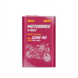 Mannol, motorový olej 4T Motorbike 10W40 1L Ester + MA2 Syntetic, plechový obal (7812) (12)